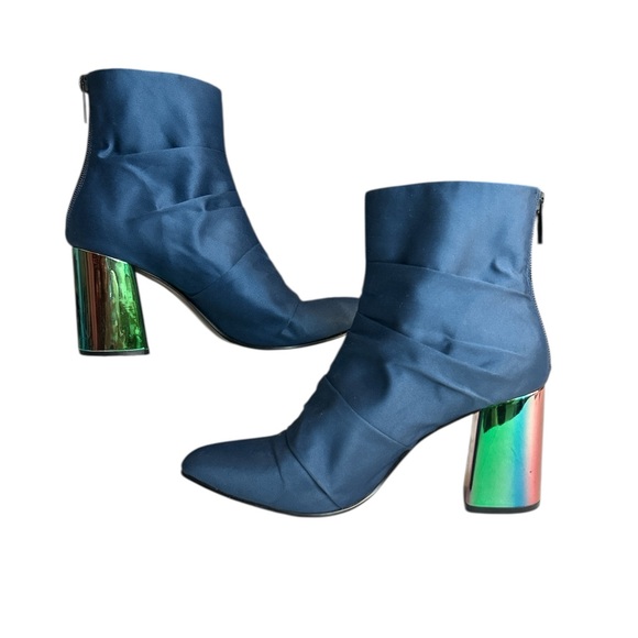 ZARA Bejewelled Satin Ankle Boots - Picture 2 of 5